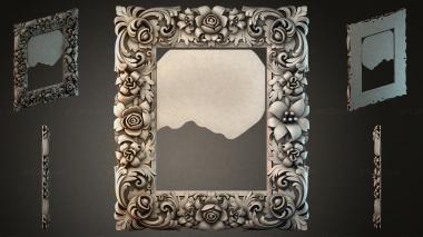 Decorative frames, framing Square frame with floral swirls and roses 3d model
