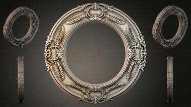 Decorative frames, framing Round medallion with swirls and leaves for CNC 3d model