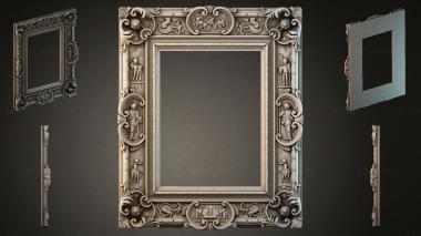 Decorative frames, framing Carved wooden frame with figures of angels and decorative cartouches 3d model