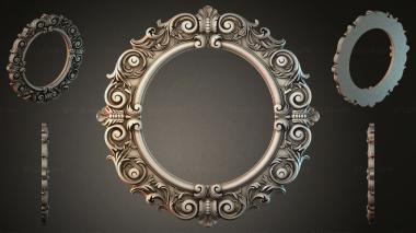 Decorative frames, framing Oval mirror frame with volutes and shells 3d model