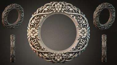 Decorative frames, framing Round frame with floral motifs and vertical pilasters 3d model