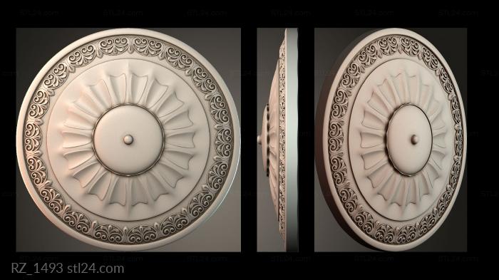 Розетки (Круглый дисковый узор, RZ_1493) 3D модель для ЧПУ станка
