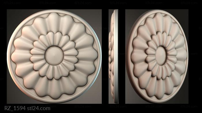 Розетки (Круговой дисковый узор, RZ_1594) 3D модель для ЧПУ станка