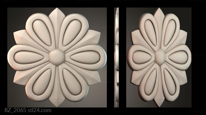 Розетки (Цветочный узор, RZ_2065) 3D модель для ЧПУ станка