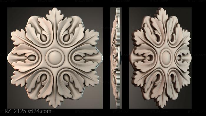 Розетки (Цветочный узор, RZ_2125) 3D модель для ЧПУ станка