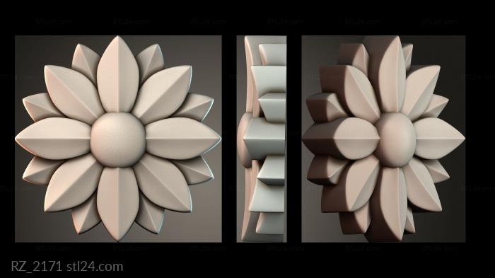 Розетки (Цветочный узор, RZ_2171) 3D модель для ЧПУ станка
