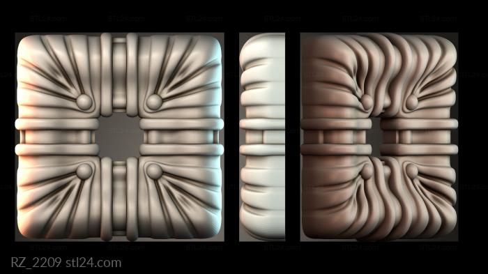 Розетки (Квадратный узор, RZ_2209) 3D модель для ЧПУ станка