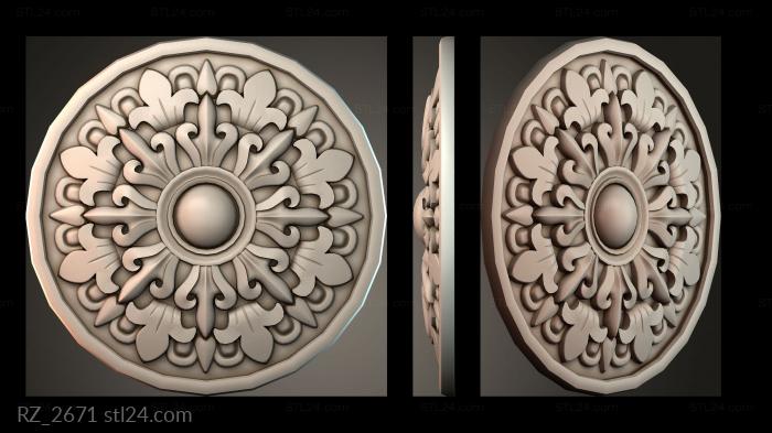 Розетки (Круглый узор, RZ_2671) 3D модель для ЧПУ станка