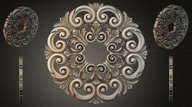 Round decor, rosettes Cartouche with scrolls and palmettes for CNC 3d model