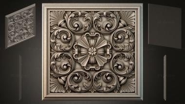 Round decor, rosettes Panel with volutes and a central floral medallion 3d model