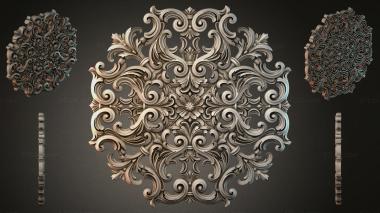 Round decor, rosettes Baroque rosette with scrolls and floral ornament 3d model