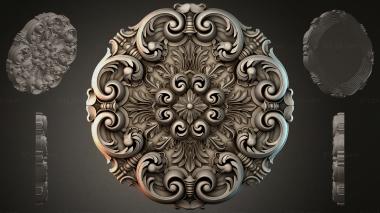 Round decor, rosettes Round rosette with volutes and a floral center 3d model