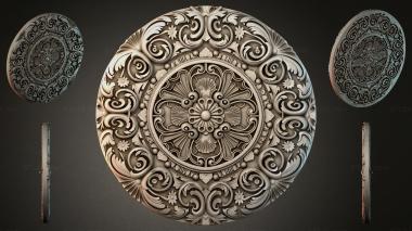 Round decor, rosettes Round rosette with a spiral ornament and a floral medallion 3d model