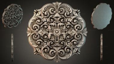 Round decor, rosettes Spiral ceiling rose with a central flower 3d model