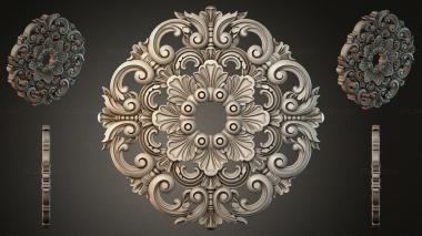 Round decor, rosettes Round rosette with swirls and floral ornament for CNC 3d model
