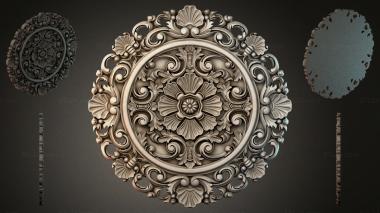 Round decor, rosettes Round ceiling rose with floral pattern and spirals 3d model
