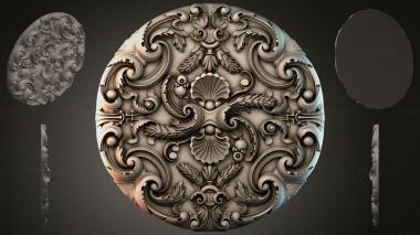 Round decor, rosettes Round rosette with scrolls and shells 3d model