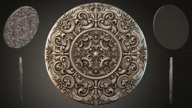 Round decor, rosettes Round panel with scrolls and a central medallion 3d model