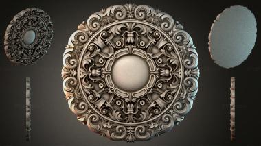 Round decor, rosettes Ceiling rosette with round medallion and scrolls 3d model