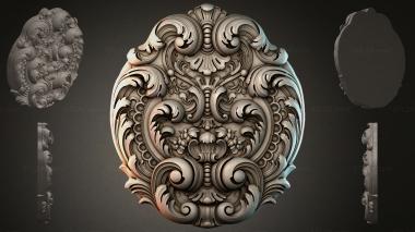 Round decor, rosettes Panel with acanthus leaves and spiral volutes 3d model