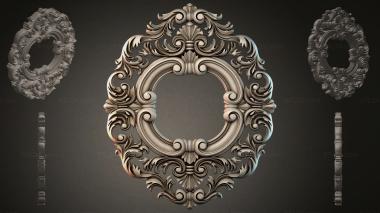 Round decor, rosettes Cartouche with curls and mascarons for CNC 3d model