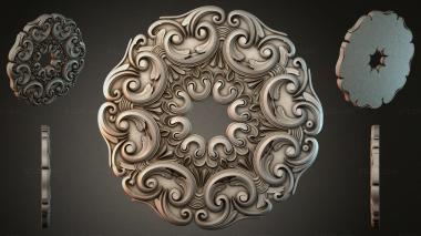 Round decor, rosettes Spiral rosette with scrolls 3d model