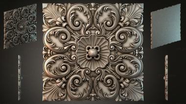Round decor, rosettes Relief panel with cascading acanthus and a central medallion 3d model