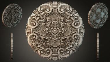 Round decor, rosettes Round panel with scrolls and shells in the Rococo style 3d model