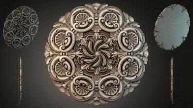 Round decor, rosettes Cartouche with volutes and fan shells 3d model