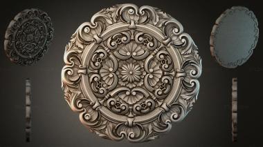 Round decor, rosettes Round acanthus rosette with volutes and floral ornament 3d model