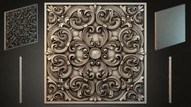 Round decor, rosettes Panel with volutes and acanthus - baroque relief for CNC 3d model