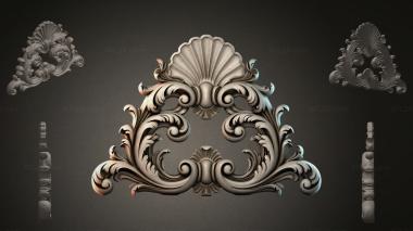 Round decor, rosettes Cartouche with volutes and fan for CNC 3d model