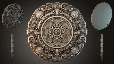 Round decor, rosettes Round rosette with classic volutes and a spiral center 3d model