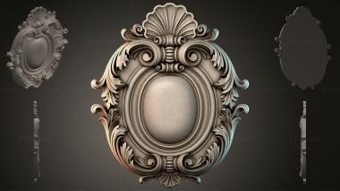 Round decor, rosettes Oval cartouche with volutes and shell 3d model