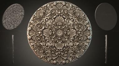 Round decor, rosettes Round rosette with scrolls and shells 3d model