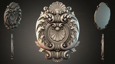 Round decor, rosettes Cartouche with shell and volutes for CNC 3d model