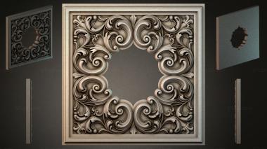 Round decor, rosettes Square panel with climbing acanthus and volutes 3d model