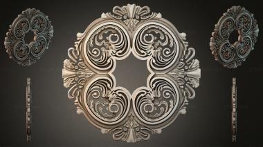 Round decor, rosettes Round rosette with double spirals and acanthus 3d model