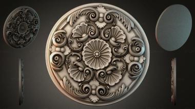 Round decor, rosettes Round rosette with volutes and shells 3d model