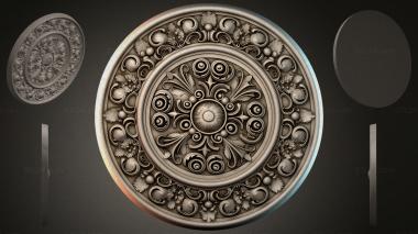 Round decor, rosettes Round rosette with acanthus leaves and spiral volutes 3d model