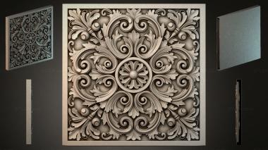 Round decor, rosettes Panel with swirls and a central flower 3d model