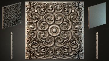 Round decor, rosettes Caisson with volutes and a central sphere 3d model
