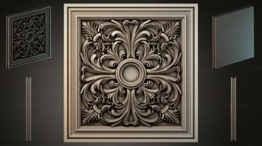 Round decor, rosettes Square panel with rosette and acanthus leaves 3d model