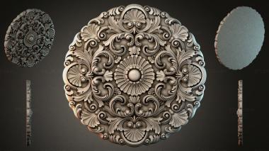 Round decor, rosettes Round carved overlay with shells and volutes 3d model