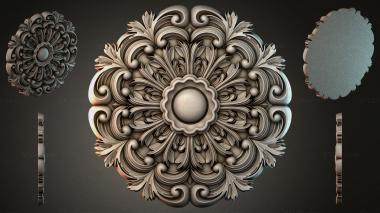 Round decor, rosettes Square ceiling rose with floral ornament 3d model