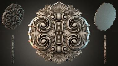 Round decor, rosettes Cartouche with volutes and shell 3d model