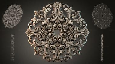 Round decor, rosettes Carved central cartouche with acanthus scrolls 3d model