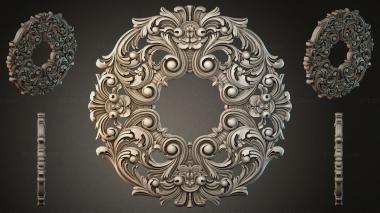 Round decor, rosettes Baroque round panel with scrolls and acanthus 3d model