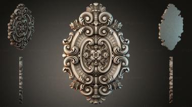 Round decor, rosettes Medallion with volutes and floral ornament 3d model