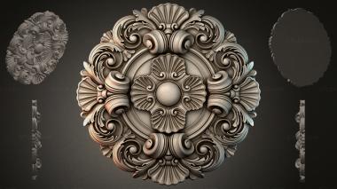 Round decor, rosettes Round ceiling rose with volutes and basins 3d model